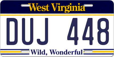 WV license plate DUJ448