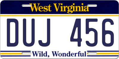 WV license plate DUJ456