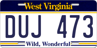 WV license plate DUJ473
