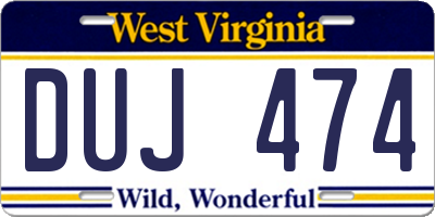 WV license plate DUJ474