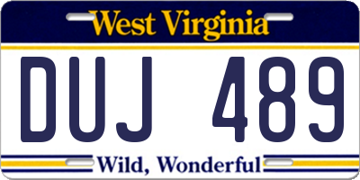 WV license plate DUJ489