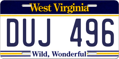 WV license plate DUJ496