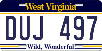 WV license plate DUJ497
