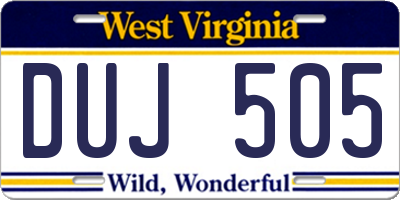 WV license plate DUJ505
