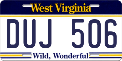 WV license plate DUJ506