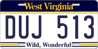 WV license plate DUJ513