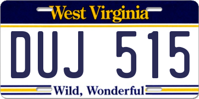 WV license plate DUJ515