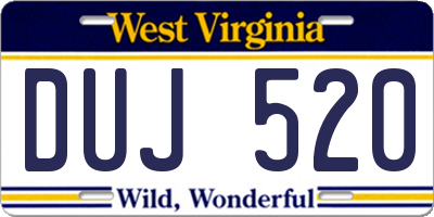 WV license plate DUJ520