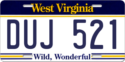 WV license plate DUJ521
