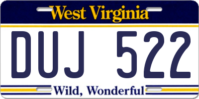 WV license plate DUJ522