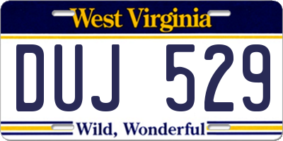 WV license plate DUJ529