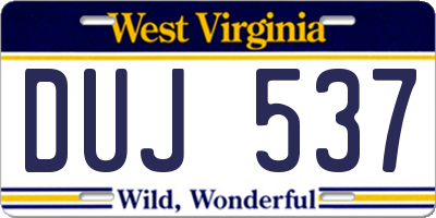 WV license plate DUJ537