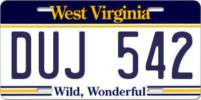 WV license plate DUJ542