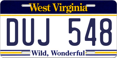 WV license plate DUJ548