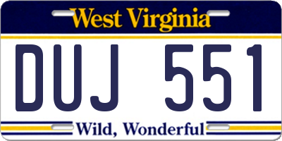 WV license plate DUJ551