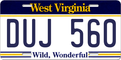 WV license plate DUJ560