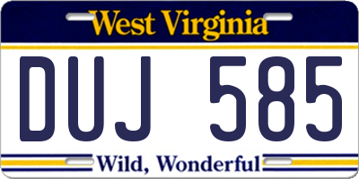 WV license plate DUJ585