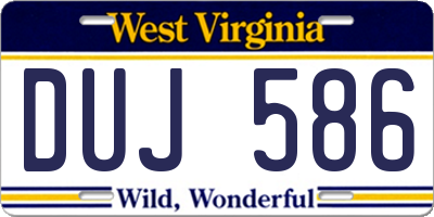 WV license plate DUJ586