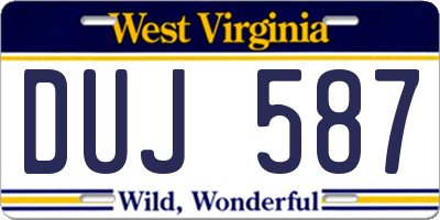 WV license plate DUJ587