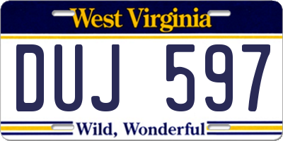 WV license plate DUJ597
