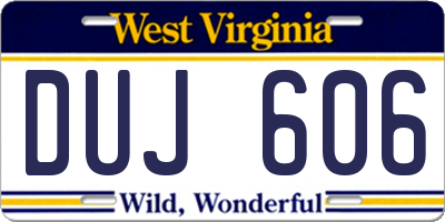 WV license plate DUJ606