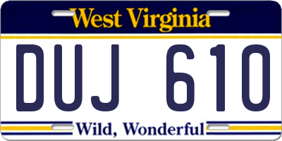 WV license plate DUJ610