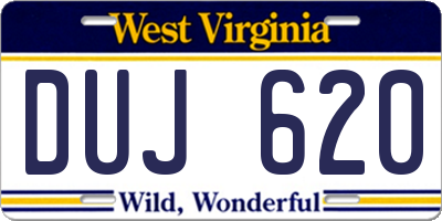 WV license plate DUJ620