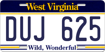 WV license plate DUJ625