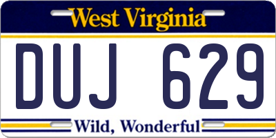 WV license plate DUJ629