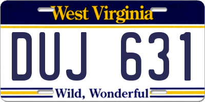 WV license plate DUJ631
