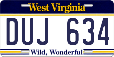 WV license plate DUJ634