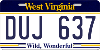 WV license plate DUJ637