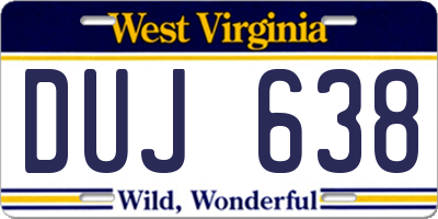 WV license plate DUJ638