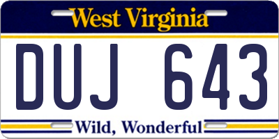 WV license plate DUJ643