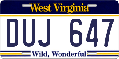 WV license plate DUJ647