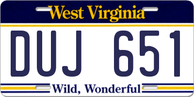 WV license plate DUJ651