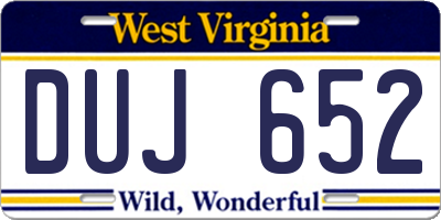WV license plate DUJ652