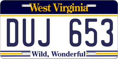 WV license plate DUJ653
