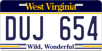WV license plate DUJ654