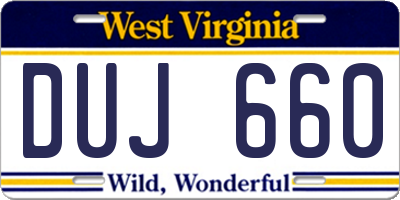 WV license plate DUJ660
