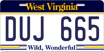 WV license plate DUJ665