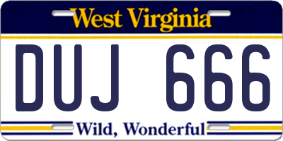 WV license plate DUJ666
