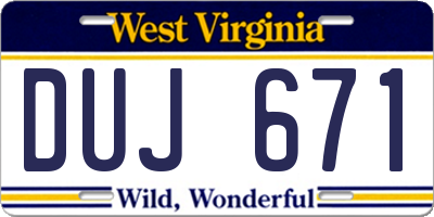 WV license plate DUJ671