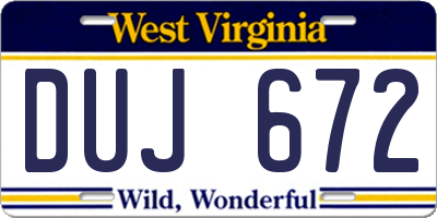 WV license plate DUJ672