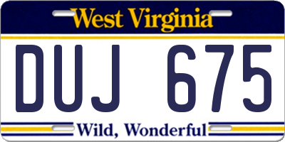 WV license plate DUJ675