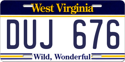 WV license plate DUJ676