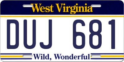 WV license plate DUJ681
