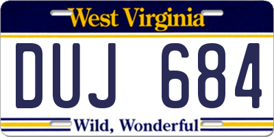 WV license plate DUJ684