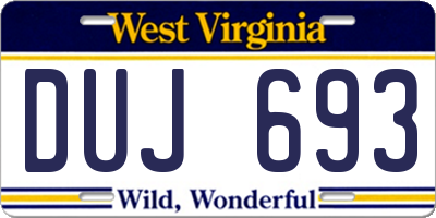 WV license plate DUJ693