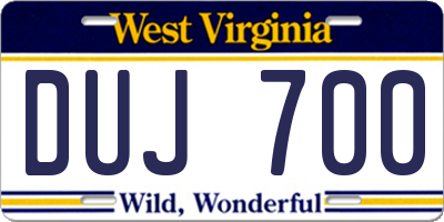 WV license plate DUJ700